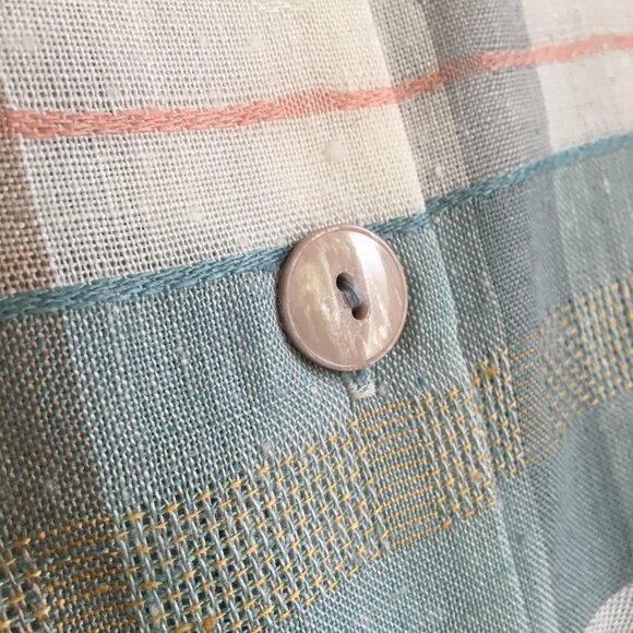 Vintage Pastel Pink & Sage Green Pocket Pleated Button Up Made in Canada Skirt - Picture 6 of 16